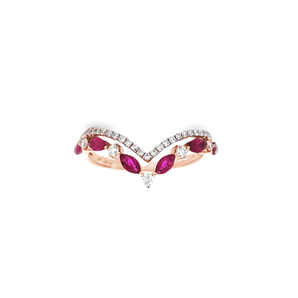 V型戒指・紅寶石 - WILLS JEWELLERY