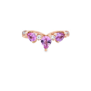 V型戒指・粉紅藍寶石 - WILLS JEWELLERY