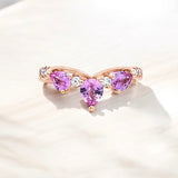 V型戒指・粉紅藍寶石 - WILLS JEWELLERY