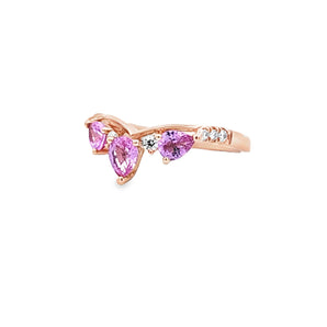 V型戒指・粉紅藍寶石 - WILLS JEWELLERY