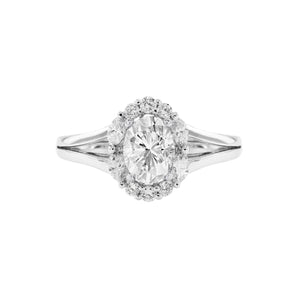 18K白金橢圓形圍鑽戒指托 - WILLS JEWELLERY