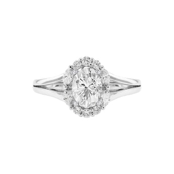 18K白金橢圓形圍鑽戒指托 - WILLS JEWELLERY