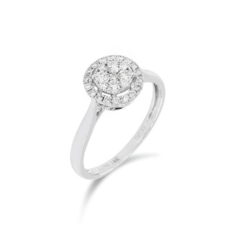 18K白金圓形圍鑽戒指 - WILLS JEWELLERY