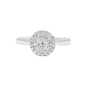 18K白金圓形圍鑽戒指 - WILLS JEWELLERY