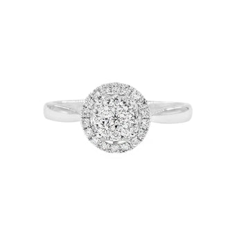 18K白金圓形圍鑽戒指 - WILLS JEWELLERY