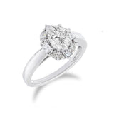 18K白金橢圓形圍鑽珠邊戒指托 - WILLS JEWELLERY