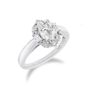 18K白金橢圓形圍鑽珠邊戒指托 - WILLS JEWELLERY