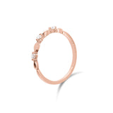 18K玫瑰金欖尖圓點鑽石線戒 - WILLS JEWELLERY