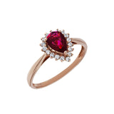 戴安娜梨形紅寶石18K玫瑰金戒指 - WILLS JEWELLERY