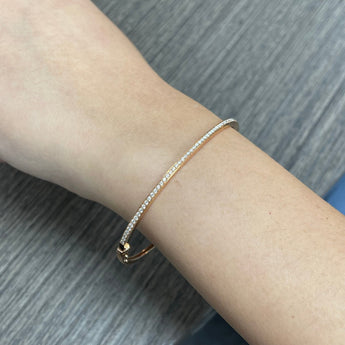 18K玫瑰金經典圓形鑽石手鐲 - WILLS JEWELLERY