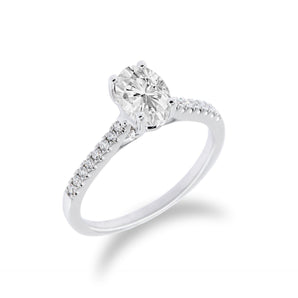 18K白金橢圓形鑽石戒指托 - WILLS JEWELLERY