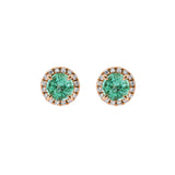 18K玫瑰金圓形非洲綠寶石圍鑽耳環 - WILLS JEWELLERY