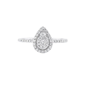 18K白金水滴形密釘鑽石戒指 - WILLS JEWELLERY