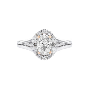 18K白金/玫瑰金橢圓形圍鑽戒指托 - WILLS JEWELLERY