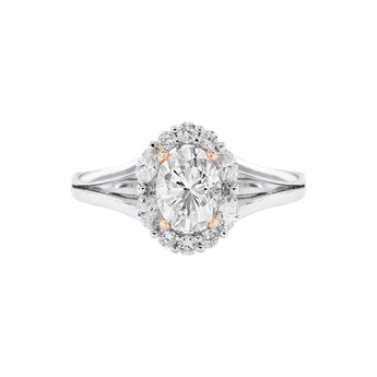 18K白金/玫瑰金橢圓形圍鑽戒指托 - WILLS JEWELLERY