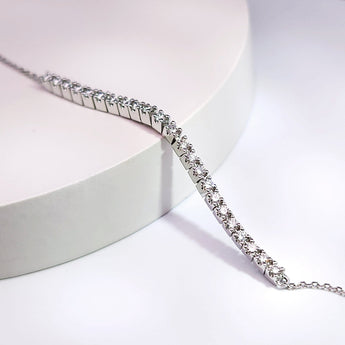 18K白金圓形鑽石手鏈 (半圈鑽石) - WILLS JEWELLERY