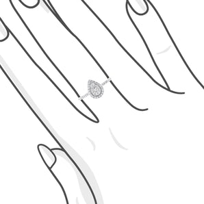 18K白金水滴形密釘鑽石戒指 - WILLS JEWELLERY