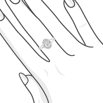 18K白金/玫瑰金橢圓形圍鑽戒指托 - WILLS JEWELLERY