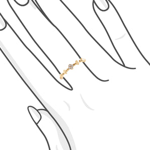 18K玫瑰金小幸運四葉草鑽石線戒 - WILLS JEWELLERY