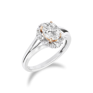 18K白金/玫瑰金橢圓形圍鑽戒指托 - WILLS JEWELLERY