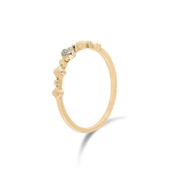 18K玫瑰金小幸運四葉草鑽石線戒 - WILLS JEWELLERY