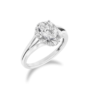 18K白金橢圓形圍鑽戒指托 - WILLS JEWELLERY