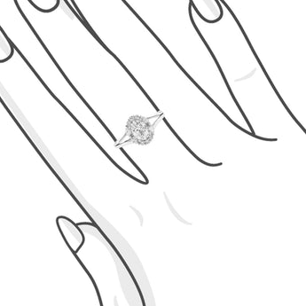 18K白金橢圓形圍鑽戒指托 - WILLS JEWELLERY