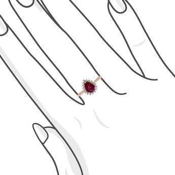 戴安娜梨形紅寶石18K玫瑰金戒指 - WILLS JEWELLERY