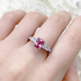 18K白金天然1.22ct雷地恩形粉紅色藍寶石鑽石戒指 (附証書) - WILLS JEWELLERY