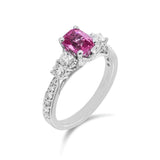 18K白金天然1.22ct雷地恩形粉紅色藍寶石鑽石戒指 (附証書) - WILLS JEWELLERY