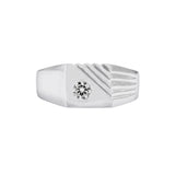 9K白金鑽石圖章戒指 - WILLS JEWELLERY