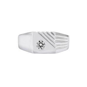 9K白金鑽石圖章戒指 - WILLS JEWELLERY