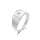 9K白金鑽石圖章戒指 - WILLS JEWELLERY