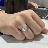 9K白金鑽石圖章戒指 - WILLS JEWELLERY