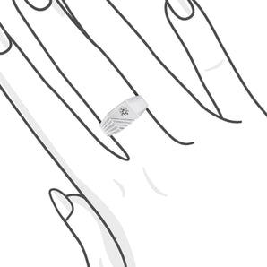 9K白金鑽石圖章戒指 - WILLS JEWELLERY