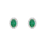 橢圓形綠寶石鑽石耳環 - WILLS JEWELLERY