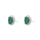 橢圓形綠寶石鑽石耳環 - WILLS JEWELLERY