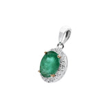 橢圓形綠寶石鑽石吊墜 - WILLS JEWELLERY