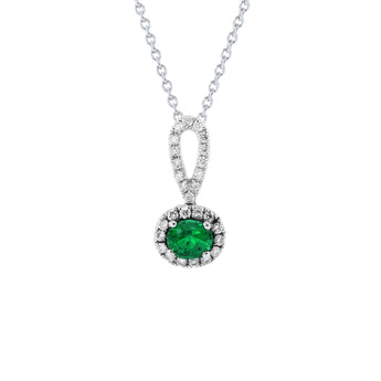 橢圓形綠寶石鑽石吊墜 - WILLS JEWELLERY