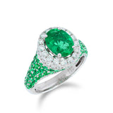 天然綠寶石圍鑽密鑲戒指 - WILLS JEWELLERY