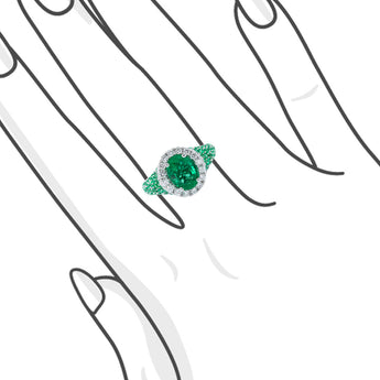 天然綠寶石圍鑽密鑲戒指 - WILLS JEWELLERY