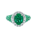 天然綠寶石圍鑽密鑲戒指 - WILLS JEWELLERY