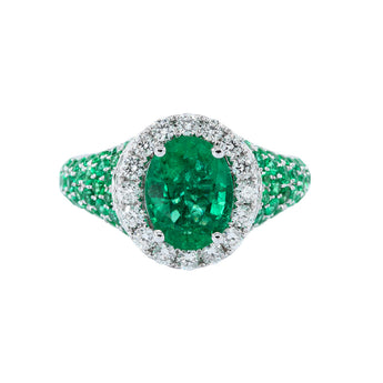 天然綠寶石圍鑽密鑲戒指 - WILLS JEWELLERY