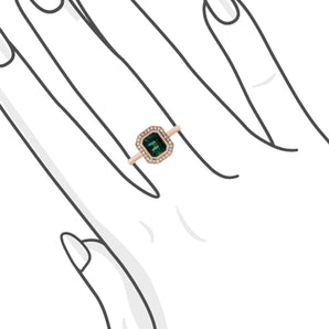Emerald Cut Tourmaline (Indicolite) Diamond Ring