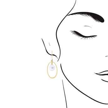 日本製・Akoya正圓珍珠垂吊圈圈星球耳環 - WILLS JEWELLERY