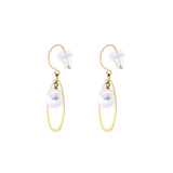 日本製・Akoya正圓珍珠垂吊圈圈星球耳環 - WILLS JEWELLERY