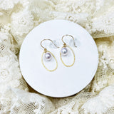 日本製・Akoya正圓珍珠垂吊圈圈星球耳環 - WILLS JEWELLERY