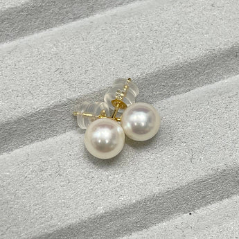 經典日本Akoya珍珠耳環 (7.3mm)(花珠等級) - WILLS JEWELLERY