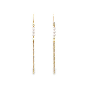 日本製・Akoya正圓珍珠流蘇掛式耳環 - WILLS JEWELLERY