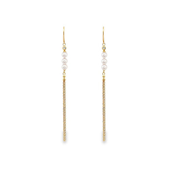 日本製・Akoya正圓珍珠流蘇掛式耳環 - WILLS JEWELLERY